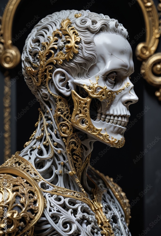 Golden Skeleton Sculpture