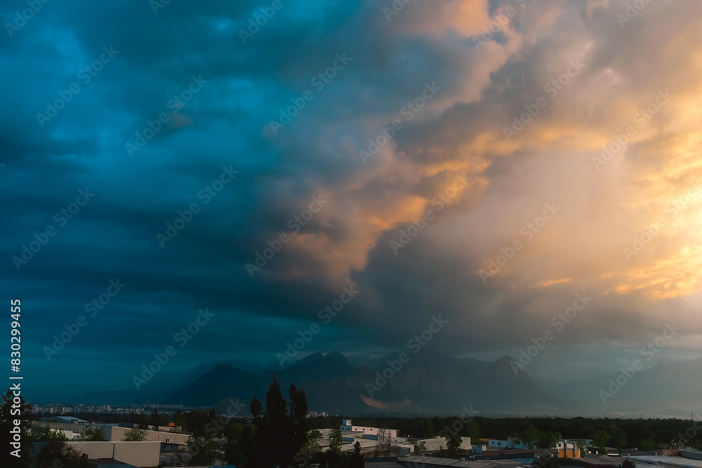 Mountains above Antalya in Turkey. Clouds and storm over the mountains in Antalya. Mountains above Antalya in Turkey. Clouds and storm over the mountains in Antalya.