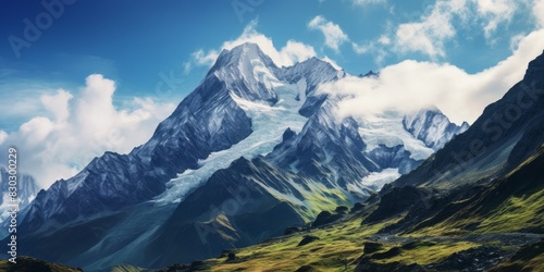 snow-capped mountain peaks Generative AI