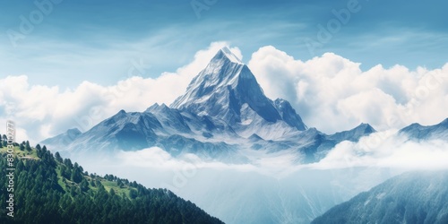 snow-capped mountain peaks Generative AI