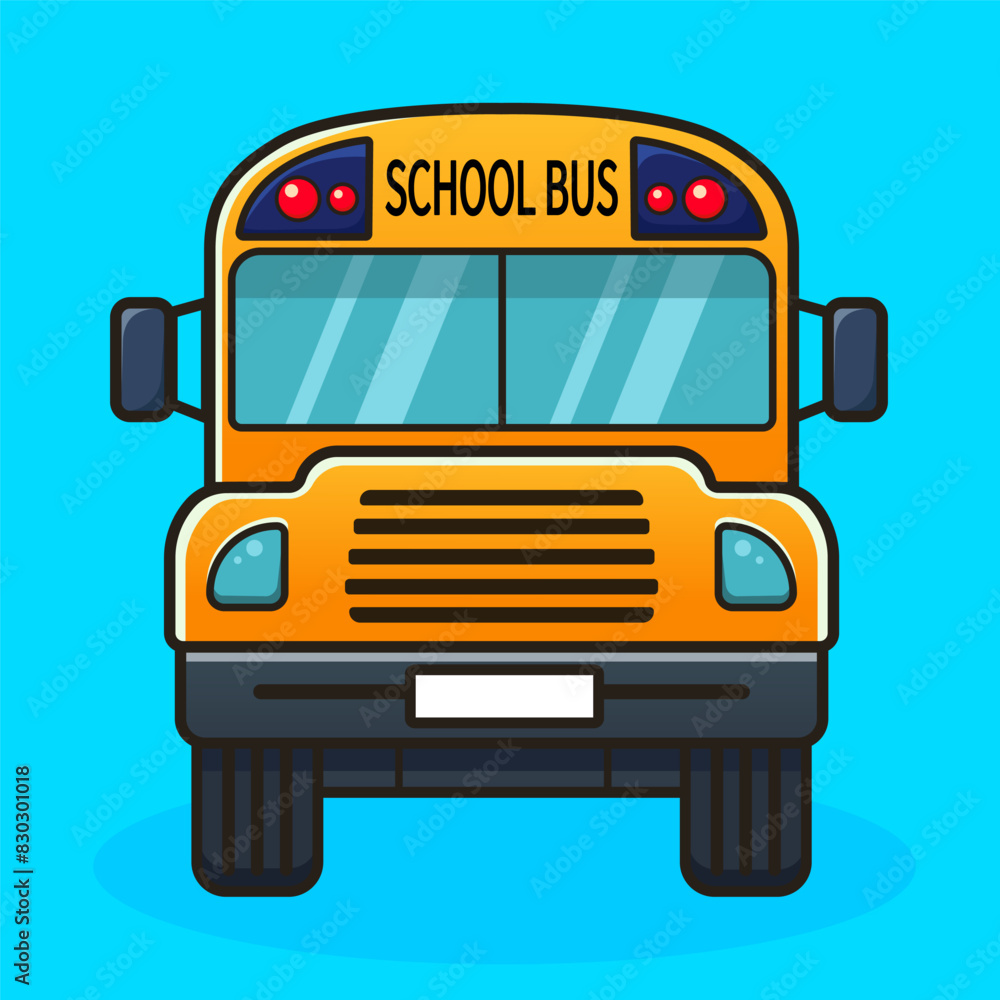 Cute cartoon school bus. Vector illustration.