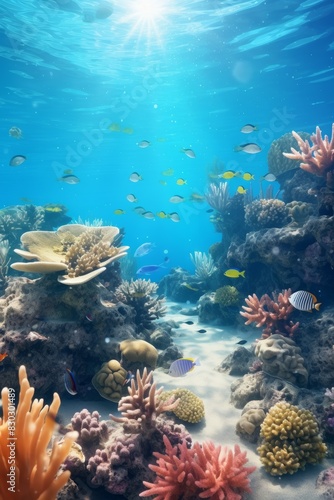 underwater world corals fish Generative AI