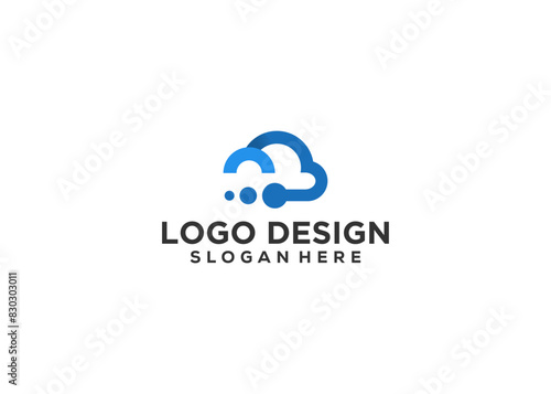 Cloud tech logo design template . Cloud digital technology logo design