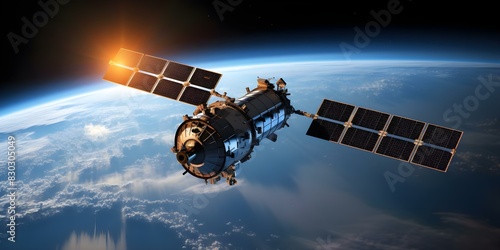 High-Tech Facility Specializing in Satellite Manufacturing for Space Exploration, Navigation, and Telecommunications. Concept Satellite Manufacturing, Space Exploration, Navigation