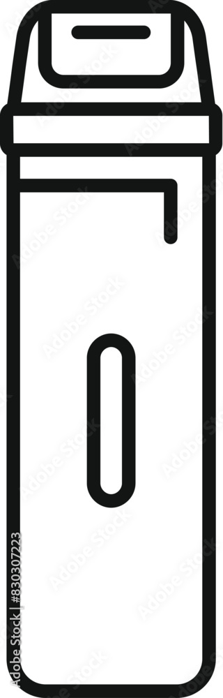 Black and white line art of a modern, tall recycling bin, ideal for clean design elements Black and white line art of a modern, tall recycling bin, ideal for clean design elements
