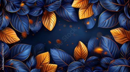 Modern golden leaves botanical modern  art deco wallpaper background. Flexible to use in interior design  textile patterns  textures  posters  packaging  gift wraps  etc.