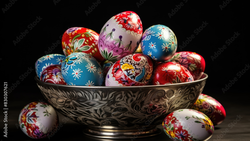 Fototapeta premium Decorative Easter Eggs in a Bowl