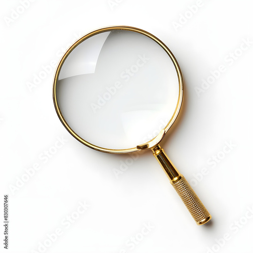 examine, zoom in property, delicate design, Magnifying glass cut out on white background