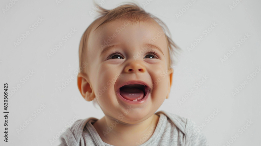 Cute Baby with Big Smile on White Background. Cute Baby with Big Smile on White Background.