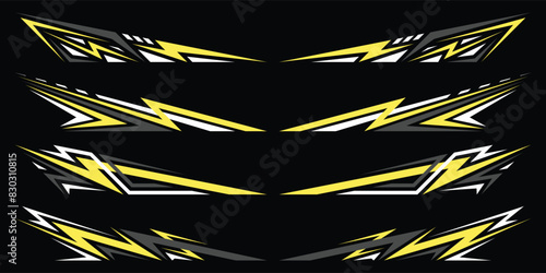 Sport car decal stripes. Speed lines, Sports stripes, racing tuning strips and car sticker vector set. Vector illustration	