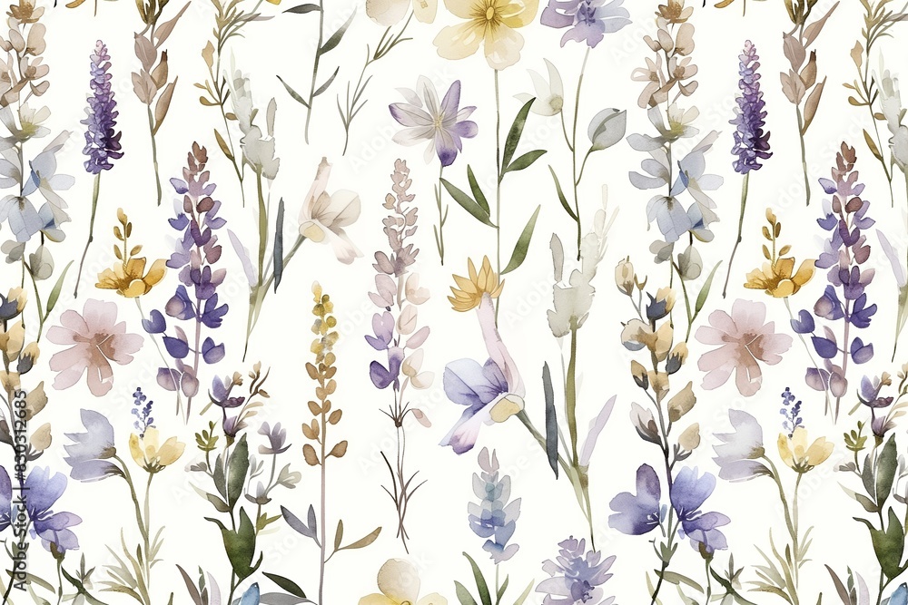 Floral Vector Seamless Pattern with Hand-Drawn Flowers: Stock Illustration Floral Vector Seamless Pattern with Hand-Drawn Flowers: Stock Illustration