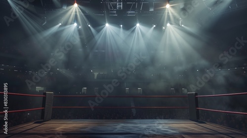 arena ring boxing box sport fight rope night spotlight spotlit view photo