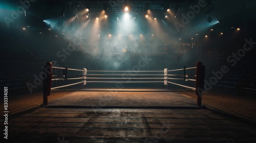 arena ring boxing box sport fight rope night spotlight spotlit view