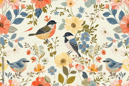 Floral and Bird Seamless Pattern for Special Occasions