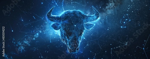 Striking digital image of Taurus constellation bull with geometric star patterns photo