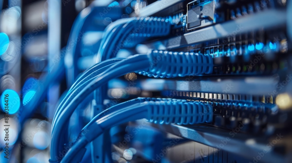 sleek cable management in data center organized wires and connectors closeup photo sleek cable management in data center organized wires and connectors closeup photo