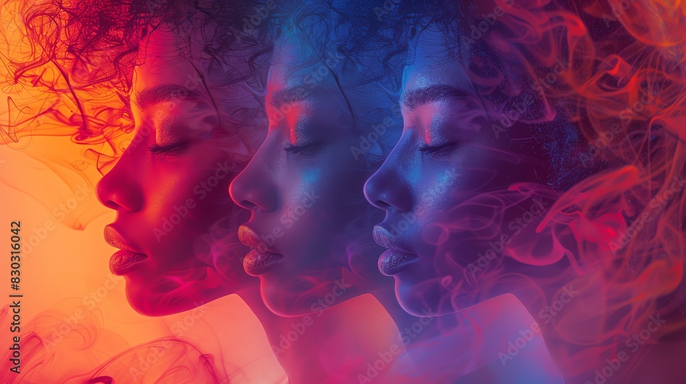 Fototapeta premium Cultural immersion, side view, Experiencing diverse traditions, digital tone, Triadic Color Scheme