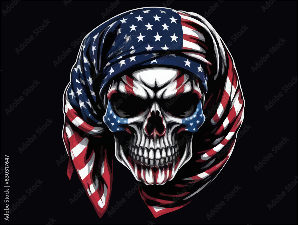Vector drawing for t shirt design.
Human skull with american flag
tied in bandana on head on black background.
Fashionable print for fabric, paper, men clothing.
Egyptian mummy. Vector drawing for t shirt design.
Human skull with american flag
tied in bandana on head on black background.
Fashionable print for fabric, paper, men clothing.
Egyptian mummy.