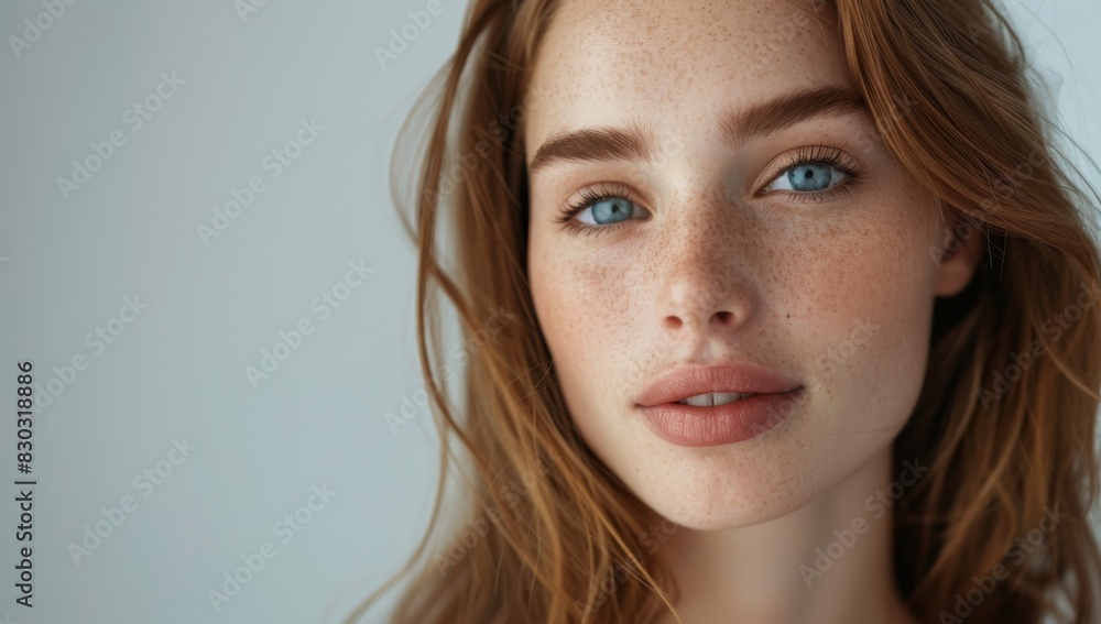 Portrait of an attractive woman with beautiful eyes and natural makeup, showcasing her flawless skin Beautiful woman female skin care healthy hair and skin close up face beauty Portrait of an attractive woman with beautiful eyes and natural makeup, showcasing her flawless skin Beautiful woman female skin care healthy hair and skin close up face beauty
