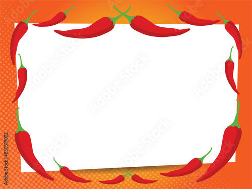 chili pepper picture frame border vector