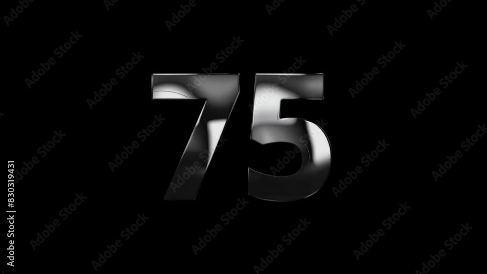 Number 75 with lightning, alpha channel, number seventy five Number 75 with lightning, alpha channel, number seventy five