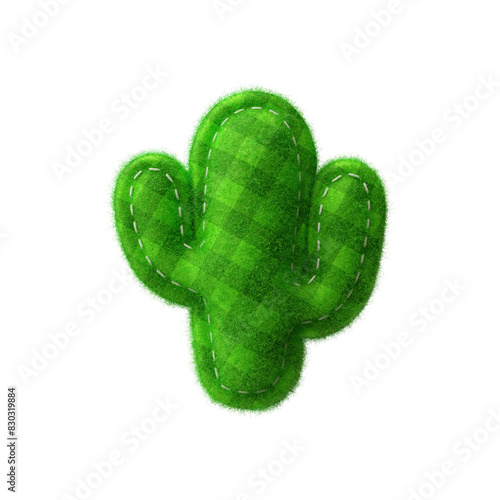 Costura de tecido em formato de cacto verde icone 3d isolado para campanha de são joão