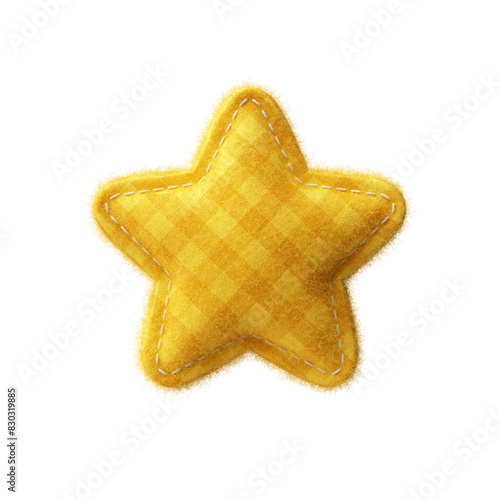 Canvas Print Costura de tecido em formato de estrela amarela icone 3d isolado para campanha d