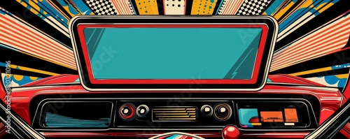 Vibrant pop art style car dashboard video display photo