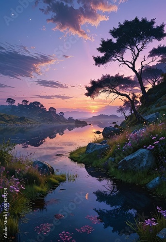 Peaceful Sunset Lake