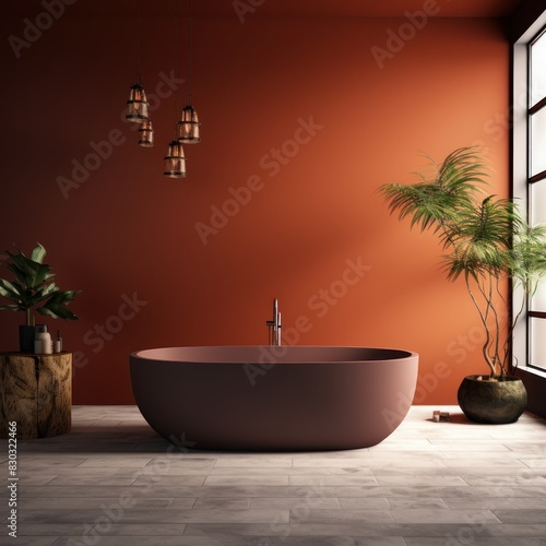 Bathtub. Modern ceramic bathtub in a Spa center. Bathroom. 