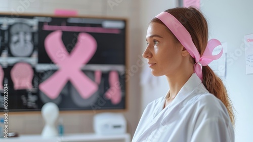 Pink ribbon mammogram sign