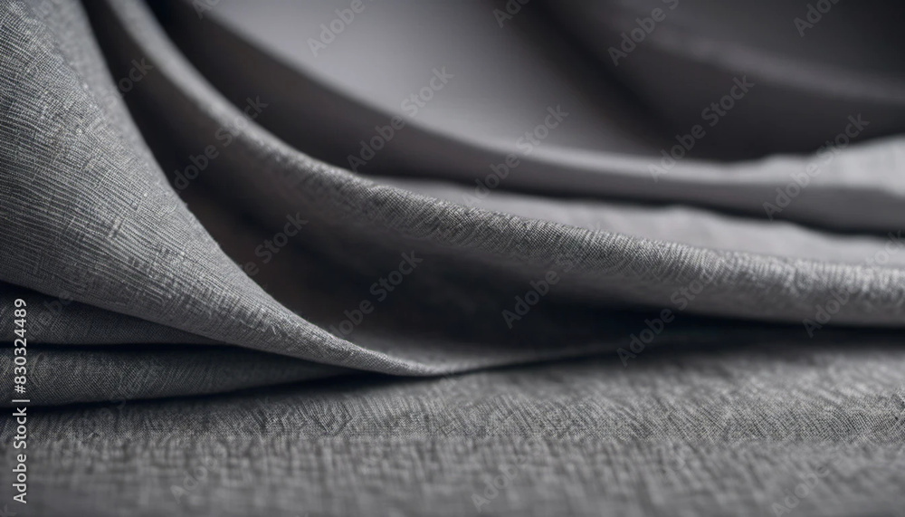 Obraz premium Gray linen fabric close up, ai