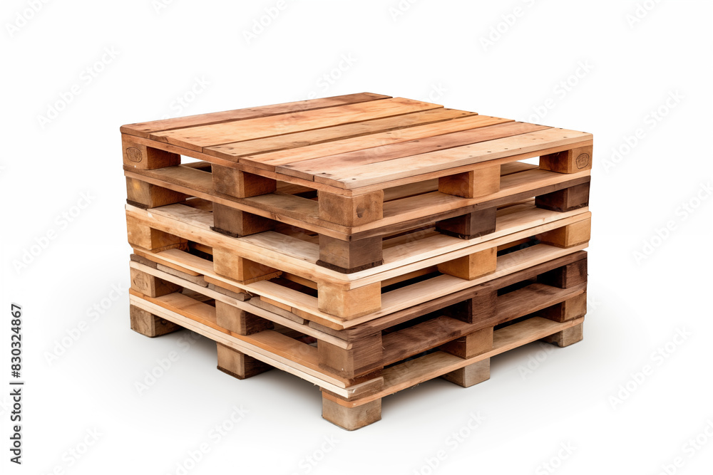 Stack of wooden pallets on a white background Stack of wooden pallets on a white background
