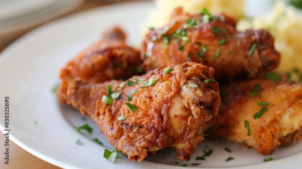 Crispy chicken thighs, fried chicken meal