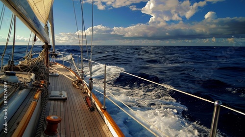  day sunny ocean Atlantic sail Yacht boat sailboat ship sailing deck rope mast  © Rashid
