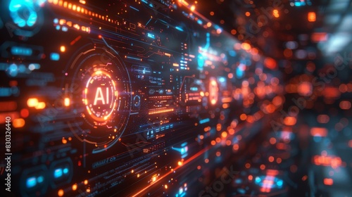 Advanced AI technology interface with futuristic digital elements