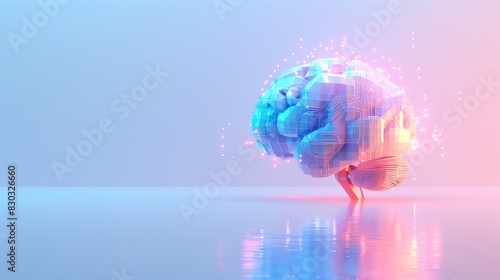 Futuristic human brain technology concept on vivid gradient background