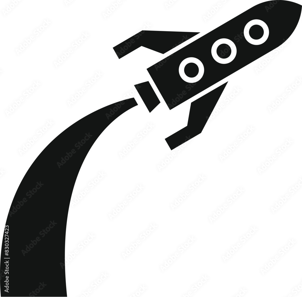 Black silhouette of a rocket midlaunch, ideal for concepts of innovation and exploration Black silhouette of a rocket midlaunch, ideal for concepts of innovation and exploration