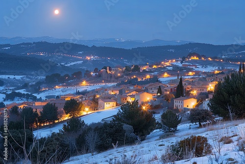 Moonlit Medieval Charm: A Cinematically Atmospheric Village photo