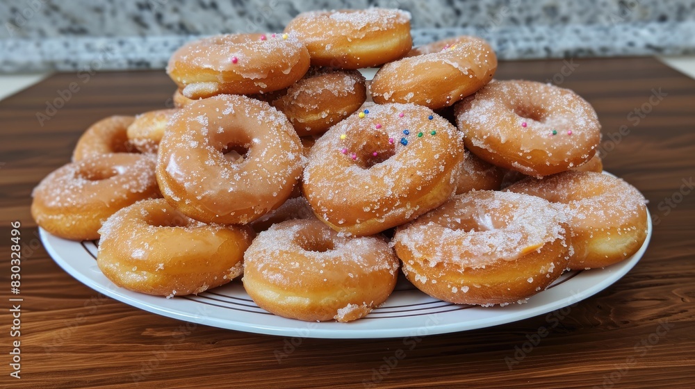 Donuts piled on a plate Donuts piled on a plate