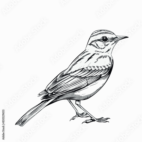 Skylark in cartoon, doodle style . Image for t-shirt, web, mobile apps and ui. Isolated 2d vector illustration in logo, icon, sketch style, Eps 10, black and white. AI Generative