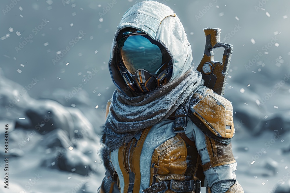 Reflective Visored Sci-Fi Bounty Hunter: Knightly Flight Suit Details Reflective Visored Sci-Fi Bounty Hunter: Knightly Flight Suit Details
