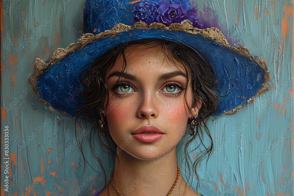 Obraz na plátně Enchanting RPG-inspired Fantasy Portrait of a Whimsical Woman in Classical Oil P