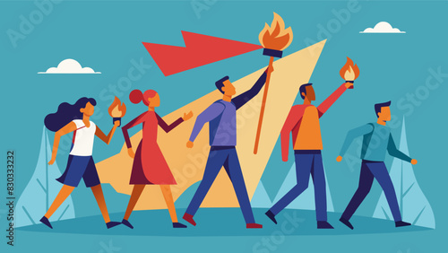 The marchers unwavering commitment to each other and the cause shone brightly a beacon of hope in troubled times.. Vector illustration