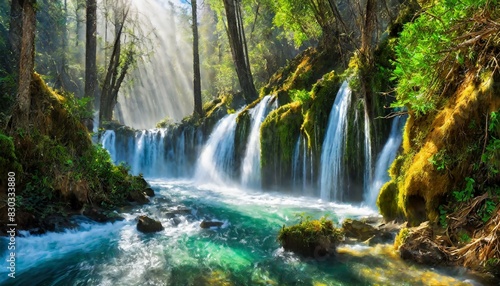 waterfall in the forest © Modern Arts