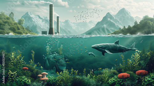 Infographic explaining chemistry of ocean acidification including the role of carbon dioxide absorption and its impact on marine ecosystems