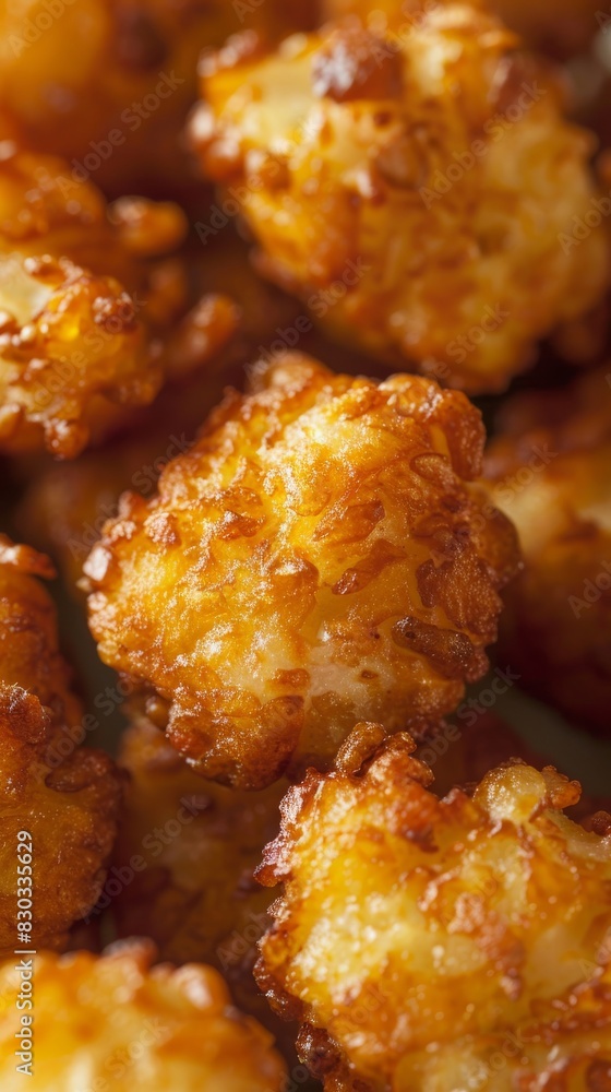 A tater tots close up, food design, dynamic, dramatic compositions, with copy space. A tater tots close up, food design, dynamic, dramatic compositions, with copy space.