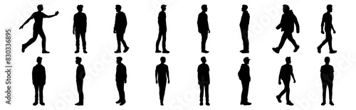 Man silhouettes set, pack of vector silhouette design, isolated background