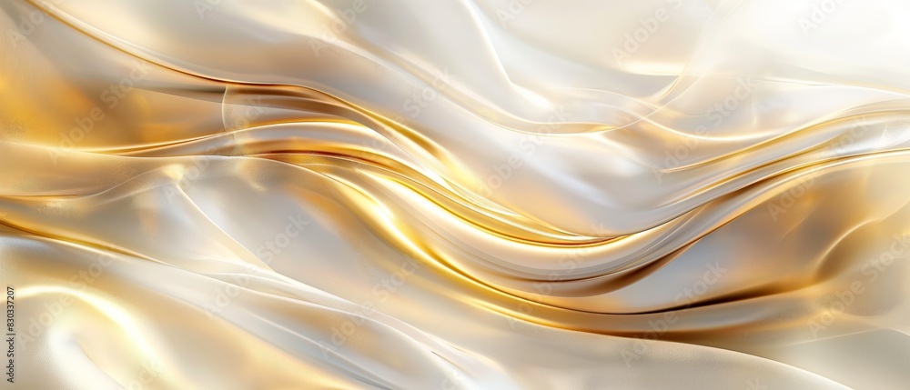 Obraz premium Waves of abstract layered curves in gold zinc color, abstract background banner