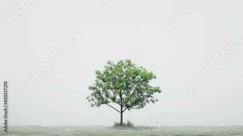 Small tree standing alone against white background with clipping path